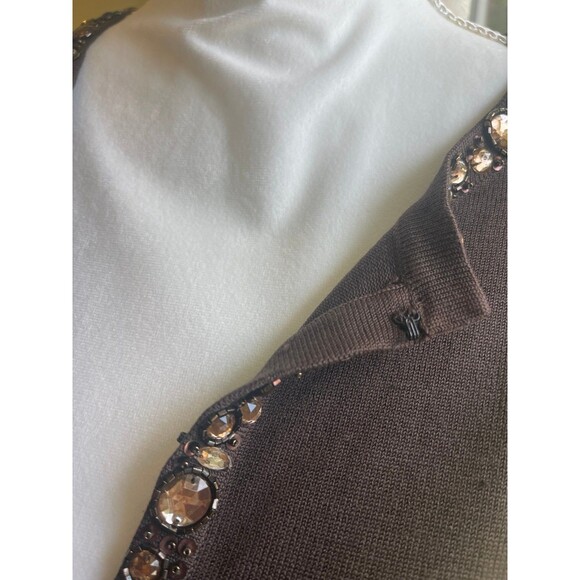 Talbots Silk Sweater Plus Size Petite Brown Beaded Tight Knit - Picture 8 of 12
